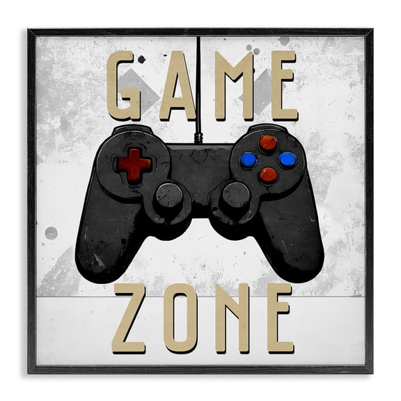 Stupell Industries Contemporary Game Zone Control Black Framed Giclee Art, 12 x 12, by Kim Allen