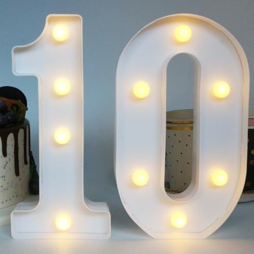 H:8.26 Inches Light Up Numbers 10 Centerpieces Table Sign, Happy 10th Birthday Decorations for Girl, 10 Year Old Anniversary Party Decor for Boy$$Electronics Accessories