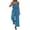 Blue, variant on Womens Summer Jumpsuits Loose V-Neck Spaghetti Strap Wide Leg Jumpers Elastic Waist Rompers for Beach Vacation Wine S