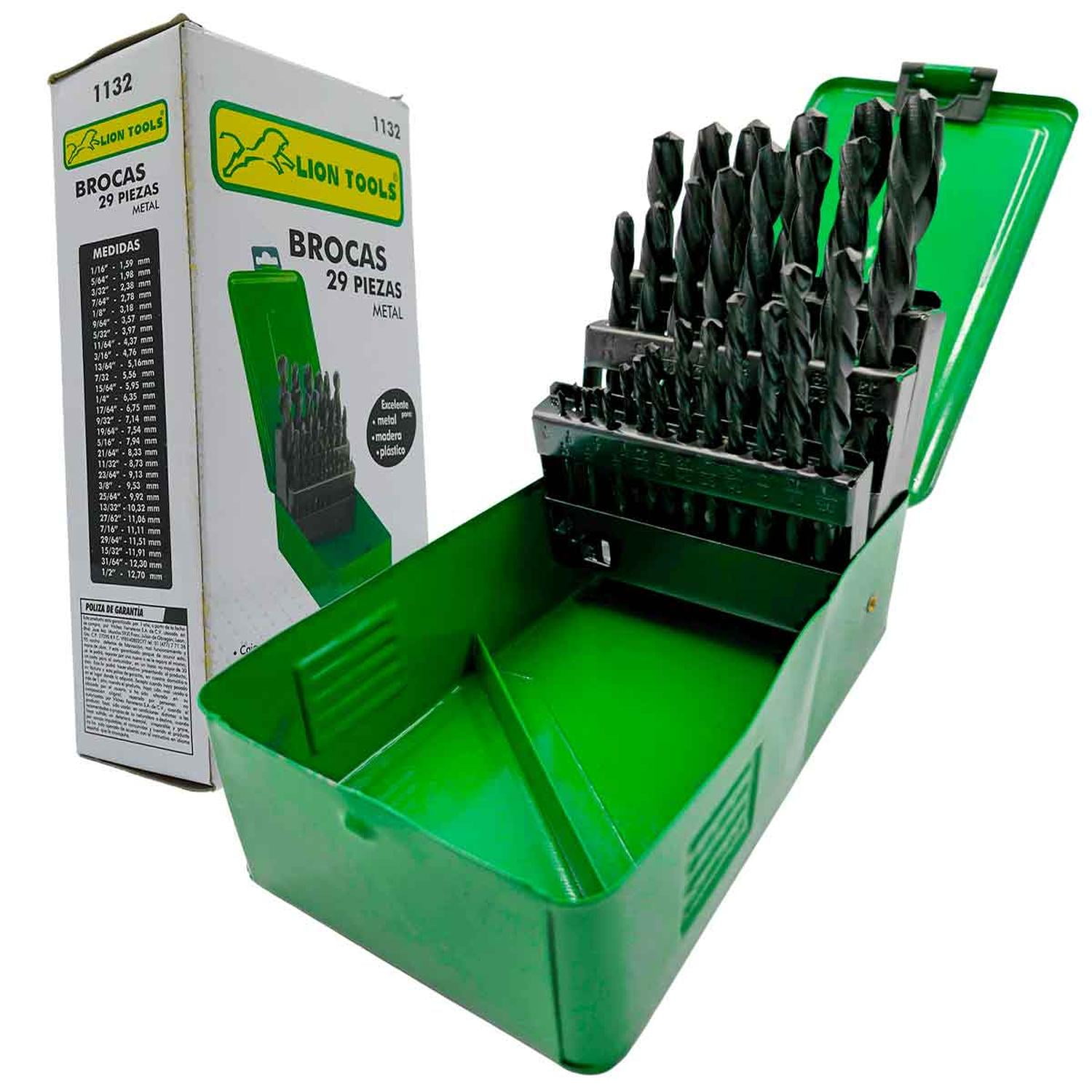 Juego Kit De Brocas Para Metal Con Estuche 29 Piezas verde 29 pzs ...