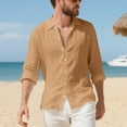 thumbnail image 5 of Mens Shirts Mens Summer Linen T Shirts Casual Button Down Shirts Long Sleeve Collared Tees, 5 of 8