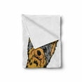 thumbnail image 2 of Yorkie Soft Flannel Fleece Throw Blanket, I Love Yorkshire Terrier Dog Smiling Animal Tilted Head Love Print, Cozy Plush for Indoor and Outdoor Use, 60" x 80", Marigold Pale Grey, by Ambesonne, 2 of 6