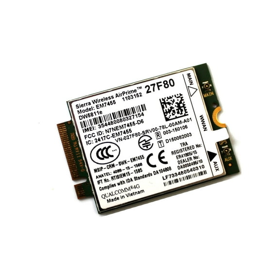 27F80 Dell Genuine OEM Sierra Wireless AirPrime EM7455 4G Wireless Card for Latitude 7285