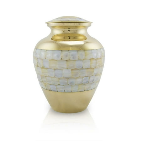 Jade Bronze Urn - Bronze Memorial Funeral Urn - Medium 120 Pounds - Gold Mother Of Pearl - Engraving Sold Separately