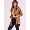 thumbnail image 3 of DARING DIVA Women's Long Sleeve Plaid Button Down Shirt Blouse Top XS Orange, 3 of 6