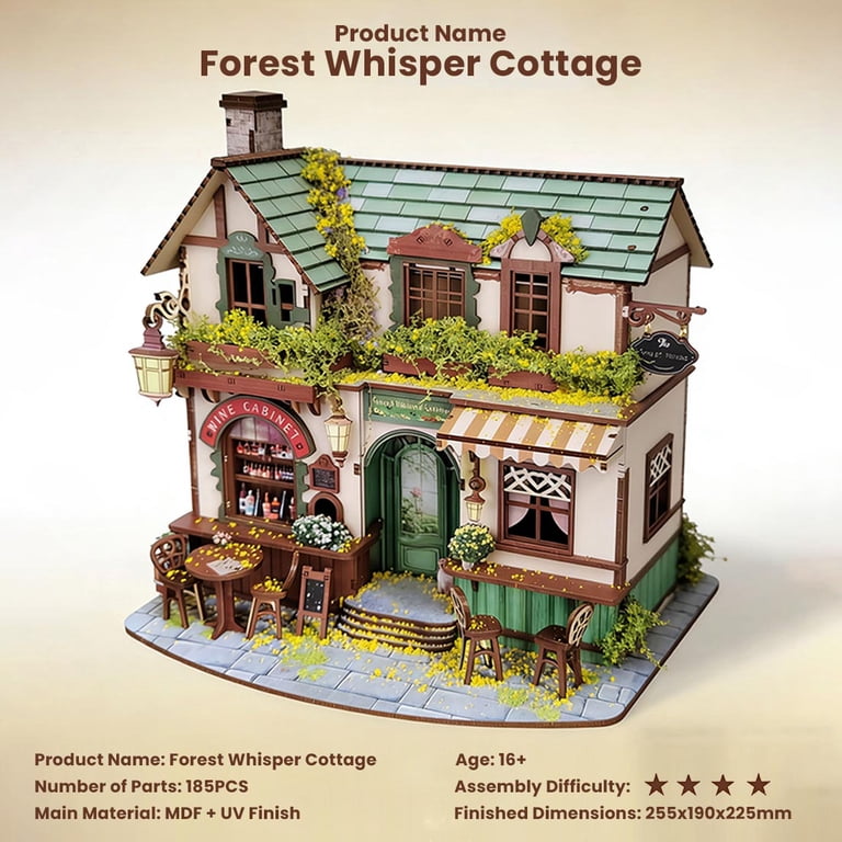 220PCS Forest Whisper Cottage 3D Wooden Puzzle Miniature House
