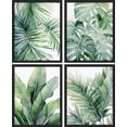 thumbnail image 2 of PixonSign Framed Wall Art Tropical Jungle Plants Green Leaves Prints, Set of 4 Nature Wildernes Paintings, Minimalism Wall Décor, Adhesive Canvas Poster for Home Decor - 12"x16" Black, 2 of 5
