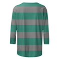 thumbnail image 4 of Scyoekwg Womens 3/4 Sleeve Tunic Shirts Round Neck Three-Quarter Sleeve Tshirt Tops for Women Trendy Tshirt Loose Striped Dressy Casual Blouse Lightweight Blouses (Mint Green,L), 4 of 5