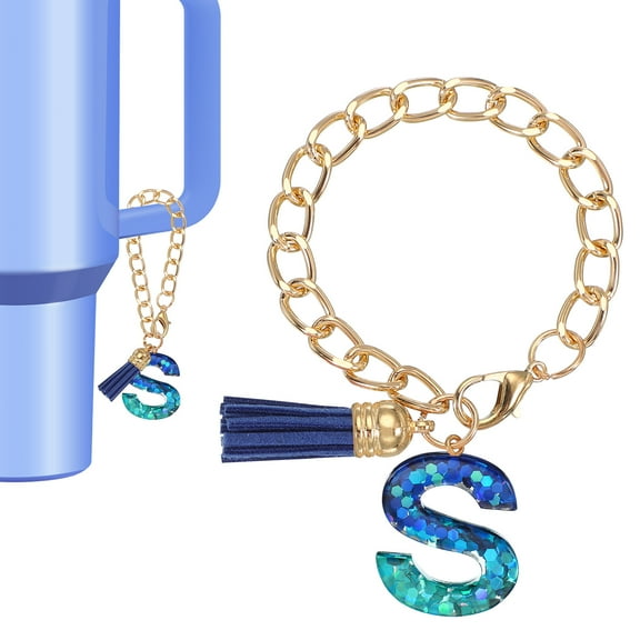 Uxcell Letter Charm for Stanley Tumbler Cup Initial Charm Accessories Keychain Letter S