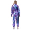 thumbnail image 4 of Manyakai Combinaison Métallique Brillante pour Femmes Col Rabattu Manches Longues Combinaison Bleue G, 4 of 5