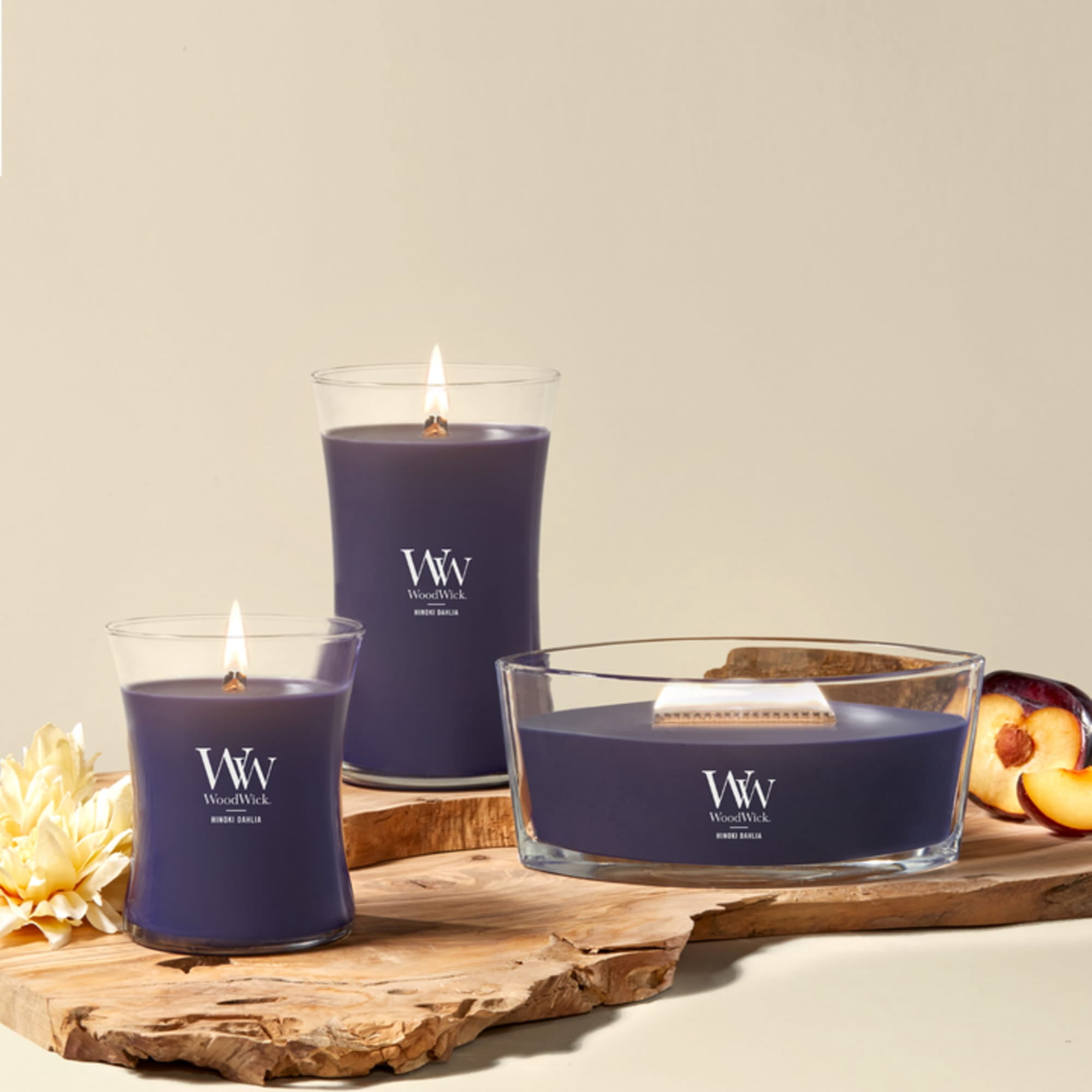 WoodWick Hinoki Dahlia Scented Ellipse Candle, Crackles as it Burns, Up to 50 hrs burn time, Great for Gifting, 16oz