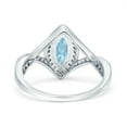 thumbnail image 3 of Art Deco Bridal Wedding Engagement Ring Marquise Simulated Aquamarine CZ 925 Sterling Silver Size 9, 3 of 5