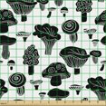 thumbnail image 2 of Ambesonne Mushroom Fabric by the Yard Upholstery, Monochrome Woodland Food, 2 Yards, Charcoal Grey and White, 2 of 5
