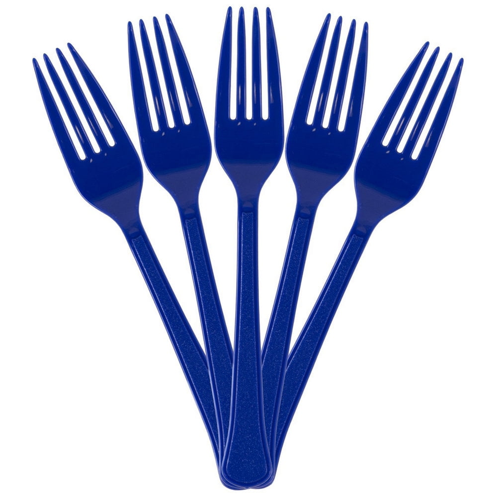 JAM Paper Premium Utensils Party Pack, Plastic Forks, Royal Blue, 48 Disposable Forks/Pack