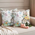 thumbnail image 2 of Easter Bunny Outdoor Waterproof Pillow Covers, Spring Easter Eggs Floral Leaves Watercolor Decorative Square Throw Pillowcase Sofa Cushion Sham for Patio/Couch/Chair, 20"x20" 2 Pack, 2 of 8