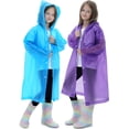 thumbnail image 2 of PinesC 2 Pack Imperméables pour Enfants, Ponchos de Pluie Réutilisables avec Capuche et Manches Imperméables pour Garçons et Filles, 2 of 5