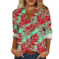 thumbnail image 3 of Pxxlle Hawaiian Shirts for Women Fashion Tropical Graphic Shirt Plus Size Button Down Tops for Beach Vacation Red XXL, 3 of 7