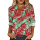 thumbnail image 3 of TaTaai Ladies Casual Lapel Long Sleeve Shirt Cotton Linen Like Hawaiian Print All Over Pattern Fashion Top for Spring Summer Fall Daily Street Wear Soft Comfortable Stylish Blouse Gift, 3 of 6