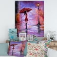 thumbnail image 2 of Designart ' The Girl With The Umbrella Walking In The Rain I ' French Country Canvas Wall Art Print, 2 of 4