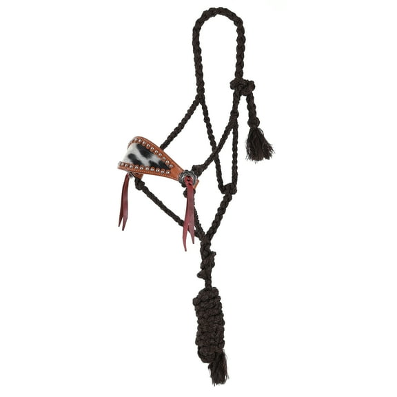 Showman Brown Mule Tape Bronc Halter w/ Cowhide Inlay & Lead