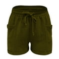 thumbnail image 4 of Seductiva Women's Original Shorts Women's Casual Solid Color Elastic Waist Cotton Linen Sports Shorts Buttocks Real Pocket Shorts Workout Comfy 1PC, 4 of 5