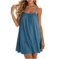 thumbnail image 3 of VBVC Women's Spaghetti Strap Crisscross Back Mini Dress , Ladies' Loose Flowy Sleeveless Cami Dress , Summer Beach Casual Dress For Women,Navy,S-2XL, 3 of 8