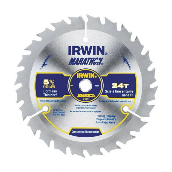 Irwin Marathon 5-1/2 in. Dia. x 10 mm Carbide Circular Saw Blade 24 teeth 1 pc.