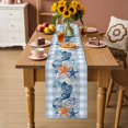 thumbnail image 2 of Nautical Coastal Table Runner 70 Inches, Ocean Starfish Shells Coral Conch Blue Plaid Bed Runner Dresser Scarves Tabletop for Indoor Outdoor Parties/Ceremony/Banquet, 13" x 70", 2 of 9