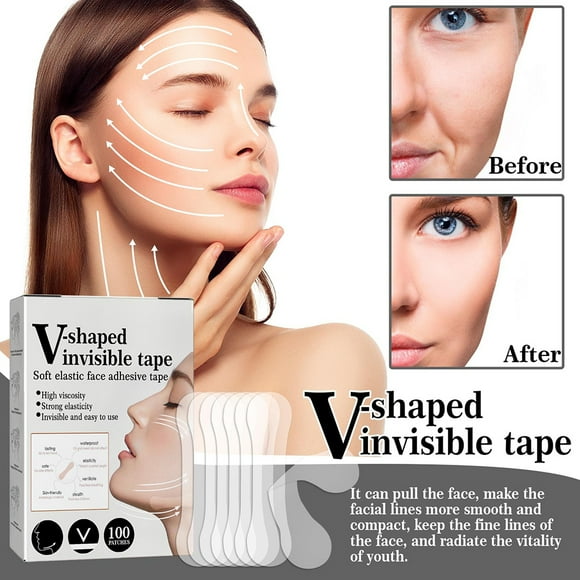 Cinta invisible para lifting facial, ultrafina, en forma de V, herramienta de maquillaje para disimular arrugas y levantar la piel flácida.