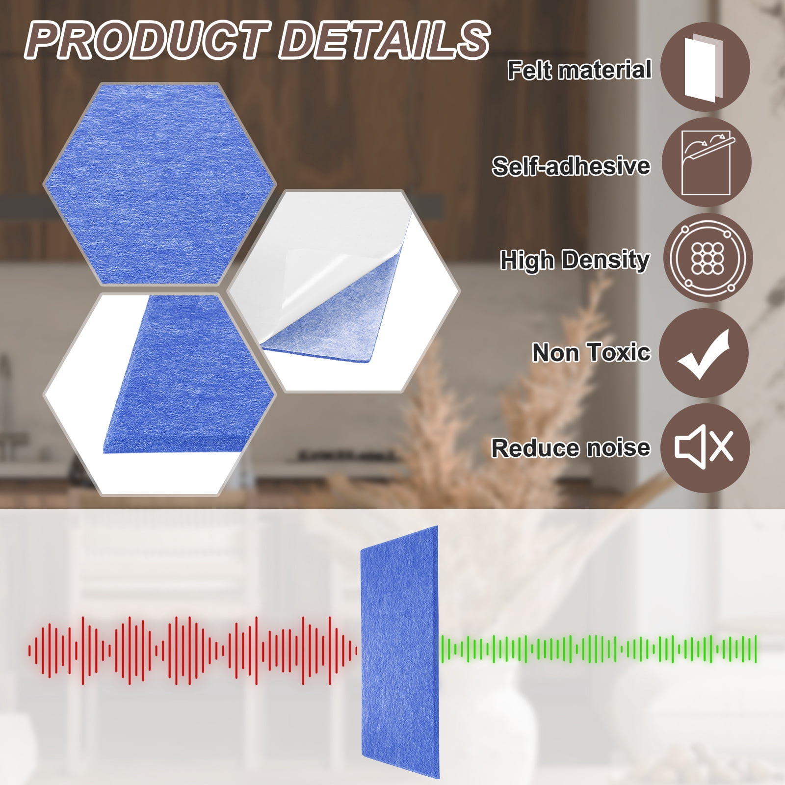 Uxcell 12pcs Acoustic Panels High-Density Sound Proof Felt Self Stick Non-Slip Pads 16"x12"x0.35", Sky Blue