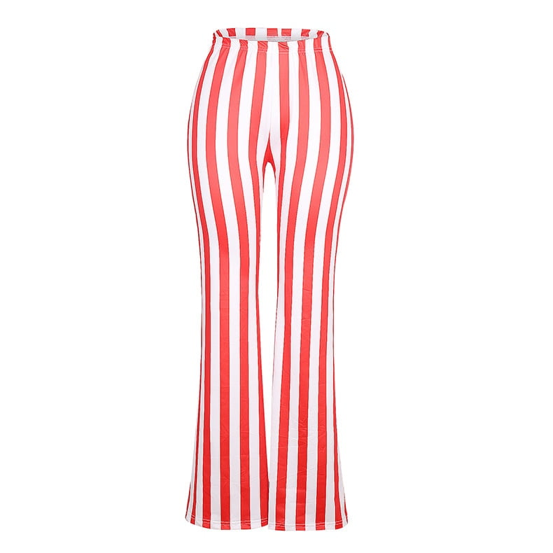 red striped flare pants