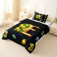 thumbnail image 2 of Erosebridal Kids Dinosaur Twin Comforter Sets for Boys Girls, Dino Letter E Bedding Set, Black Reversible 2pcs, 1 Comforter and 1 Pillowcase, 2 of 6