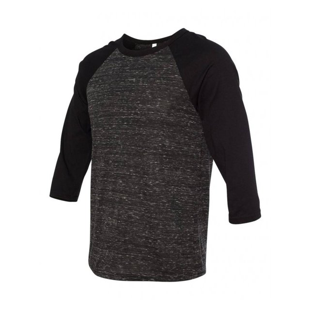 Unisex Three-Quarter Sleeve Baseball Raglan - Black/Black Marble - X-Large