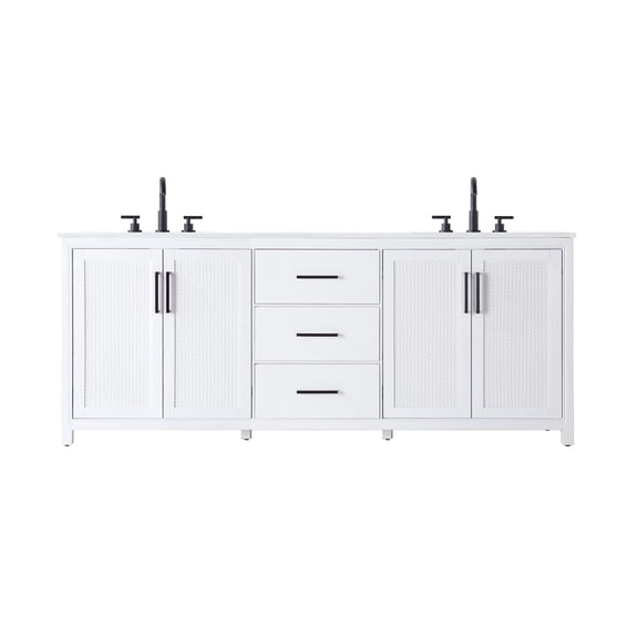 Elegant Lighting VF29584DWH Alina 84" Free Standing Double Basin Vanity Set - White