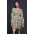 thumbnail image 6 of Bimba Green Anemone & Lavender Blue Flower Floral Floral Print Button Down Long Sleeve Midi Dress Women Clothing-Medium, 6 of 7