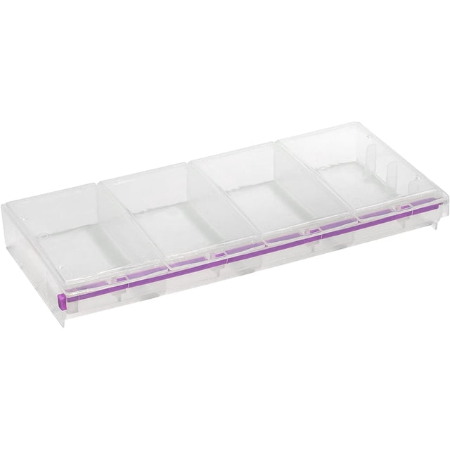 Craft Mates Bead Organizer and Plastic Storage Containers for Crafts, Buttons, Pins and More, 4 Compartments, 2XL, Clear Lids
