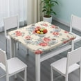 thumbnail image 3 of Elastic Hem Square Tablecloth with Floral Design, Durable Polyester for Garden or Dining Room, 34x34 Inch, 3 of 6
