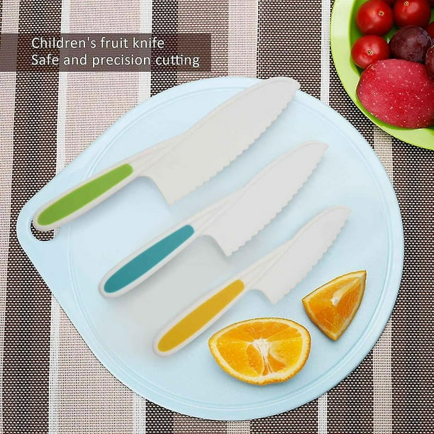 Knives for Kids 3-Piece Nylon Kitchen Baking Knife Set: Children's Cooking Knives Firm Grip, Serrated Edges