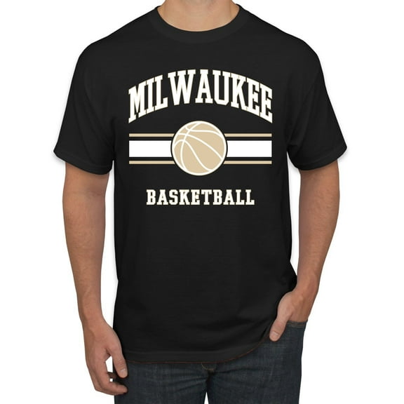 Wild Bobby City of Milwaukee Basketball Fantasy Fan Sports Men's T-Shirt, Black, Small