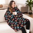 thumbnail image 4 of Dog Paw Print Black Pattern Oversized Sherpa Fleece Wearable Blanket Hoodie, Double-Sided Warm Fuzzy Pullover with Super Pockets for Women & Men, 4 of 6