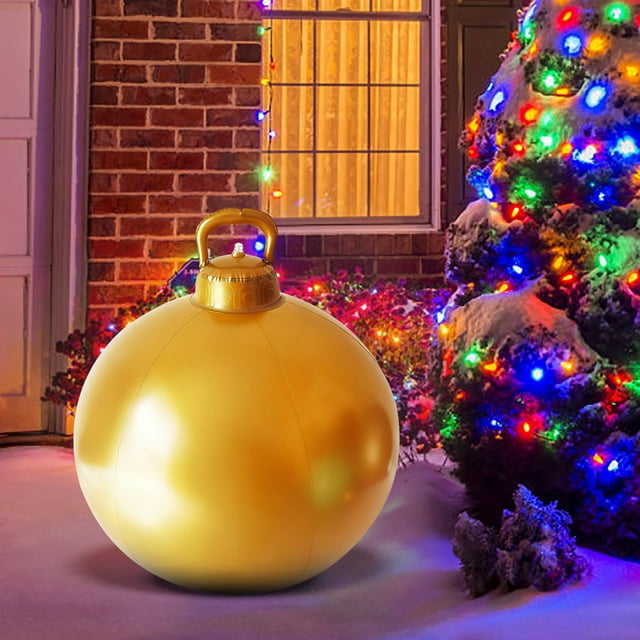 Balloon 60cm Christmas Inflatable Ball Outdoor Holiday Decoration for Festive Tree and Yard Display,Gold 1Pcs JASKFLY