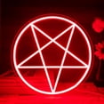 thumbnail image 1 of Letrero de neón con forma de bola de pentagrama satánico, LED regulable, 33 x 33 cm, 1 of 7
