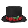 thumbnail image 5 of Nicky Bigs Novelties Christmas Caroler Snowman Top Hat with Red Plaid Band and Mistletoe Holly Berries, 5 of 6