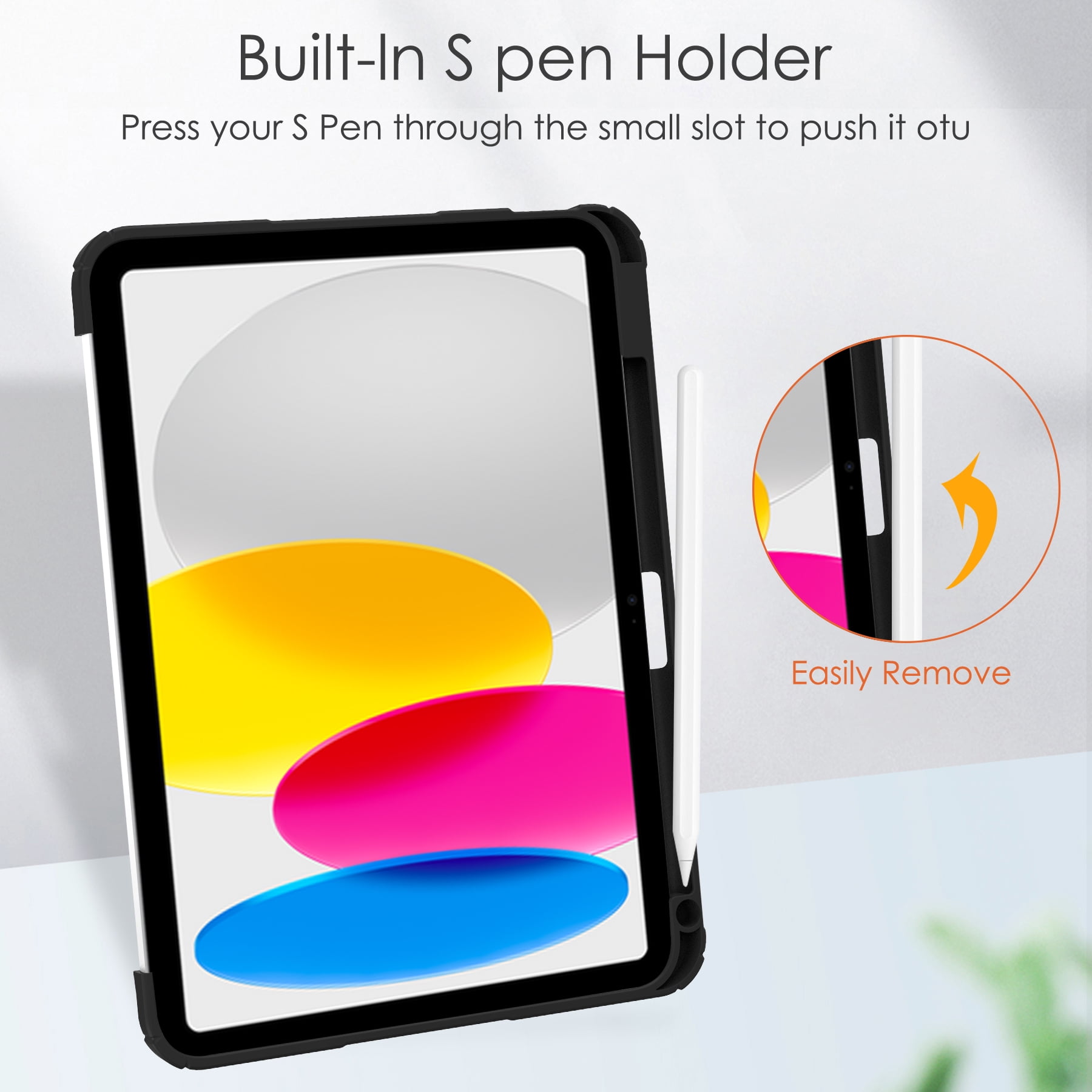 Allytech iPad 10th Generation Case with Pencil Holder, Transparent Clear Back Shell Trifold Stand Auto Sleep Wake Shockproof Drop Protective Case Cover for Apple iPad 10th Gen 2022-Black
