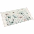 thumbnail image 2 of Pink Green Floral Area Rug 3x5ft Woven Runner Rug,Botanical Flower Plant Herb Watercolor Washable Living Room Hallway Bedroom Kitchen Carpet with Tassels,Indoor Outdoor Throw Door Mat for Entryway, 2 of 5