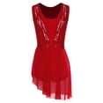 thumbnail image 4 of Doomiva Women's Modern Lyrical Dance Dress Ballet Dancewear High-Low Mesh Skirted for Figure Skating Burgundy XXL, 4 of 5