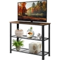 thumbnail image 3 of Raganet, Mesa de Consola Industrial con 3 Estantes, Mesa Auxiliar para Sala, Pasillo o Recibidor, Estructura de Acero y Superficie de Madera, 3 of 10