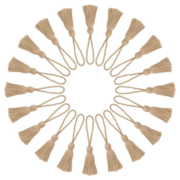 Uxcell Chunky Bookmark Tassels, Hanging Loop Small Handmade Soft Tassels Khaki