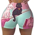 thumbnail image 2 of Susaid Cats On Broomstick Print Intensify Workout Shorts for Women Seamless Scrunch Short Gym Yoga Running Sport Active Exercise Fitness Shorts-Small, 2 of 8
