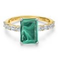 thumbnail image 3 of Gem Stone King 14K Two Tone Gold Green Malachite and Lab Grown Diamond Engagement Ring for Women | 5.72 Cttw | Emerald Cut 10X8MM | Gemstone Birthstone | Size 7, 3 of 6